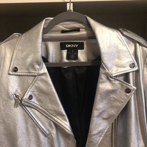 DKNY Silver Leather Jacket